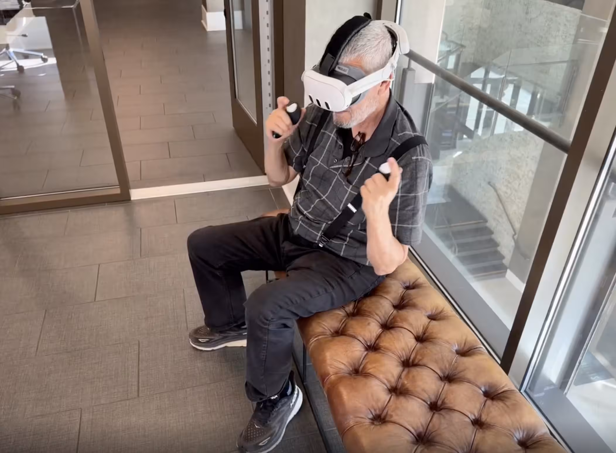 Trying ImmersifyVR during the visit with Ed